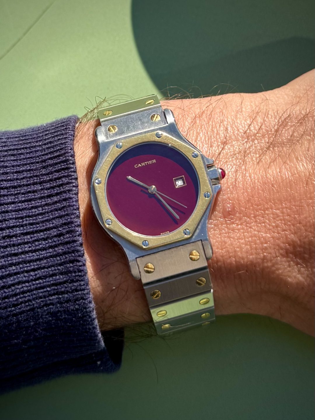 Cartier Santos Octogonale 2966 Bourgogne automatique Full set 1983